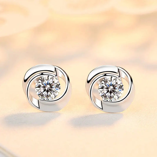 S925 pure silver rose earrings with petal shaped earrings, Korean minimalist women's mini clover rose petal earrings eprolo