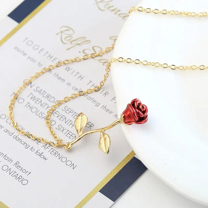 Creative red rose pendant necklace for girlfriend Valentine's Day gift eprolo