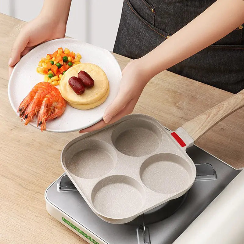 Fried Egg Burger Machine Frying Pan Non-Stick Surface Household Four Hole Breakfast Pan Fried Egg Divine Tool Pancake Pan eprolo