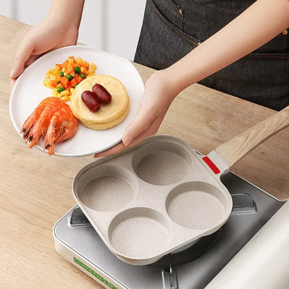 Fried Egg Burger Machine Frying Pan Non-Stick Surface Household Four Hole Breakfast Pan Fried Egg Divine Tool Pancake Pan eprolo