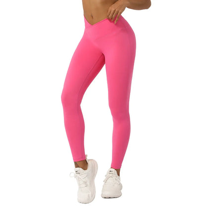 Cross V-shaped yoga cropped pants without T-line peach hip lifting fitness pants quick drying sports pants eprolo