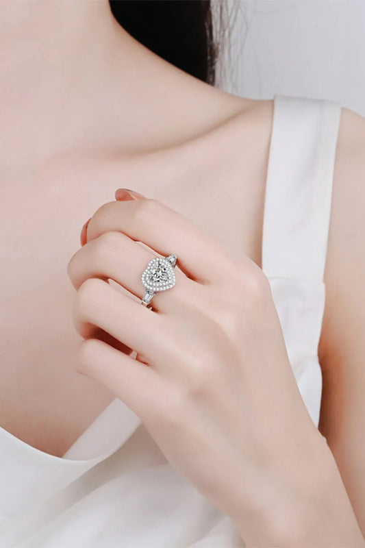 1 Carat Moissanite 925 Sterling Silver Heart Ring Trendsi