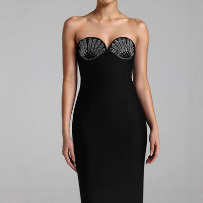 Bandage dress sexy diamond-encrusted strapless evening gown high-end light-luxury and niche evening dress eprolo