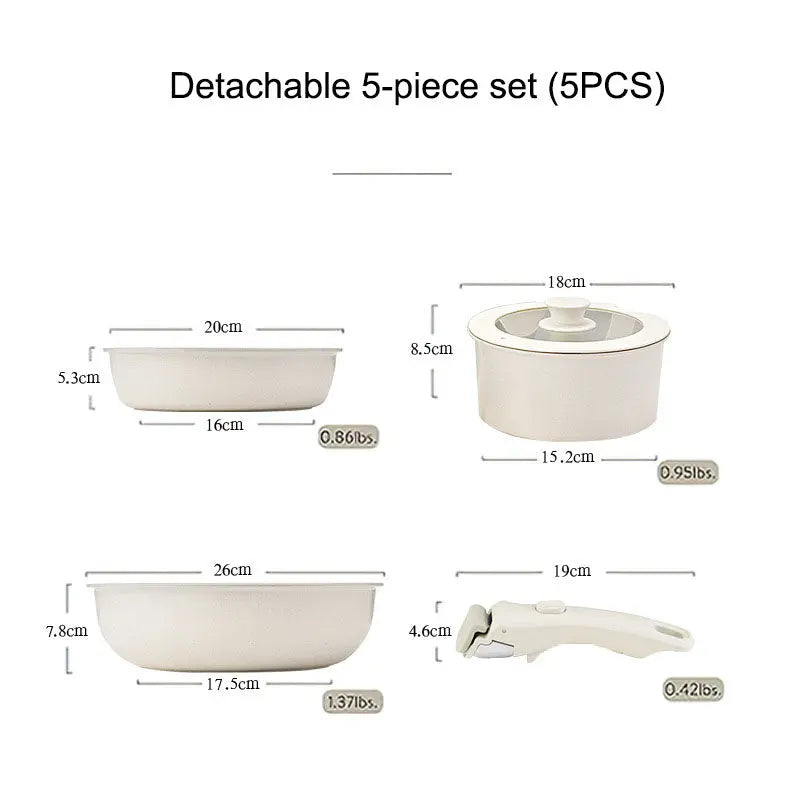 Detachable cookware set, pot, wheat rice stone, flat bottomed pan, non stick pan, frying pan, household handle eprolo