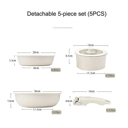 Detachable cookware set, pot, wheat rice stone, flat bottomed pan, non stick pan, frying pan, household handle eprolo