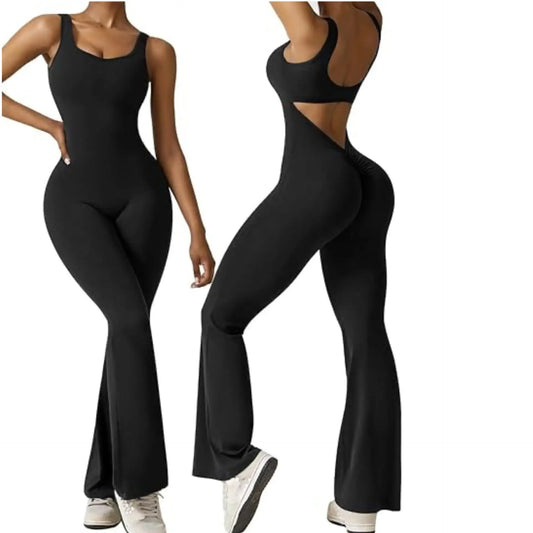 Women's sleeveless flared jumpsuit sexy backless vest tight fitting hip lifting yoga jumpsuit eprolo