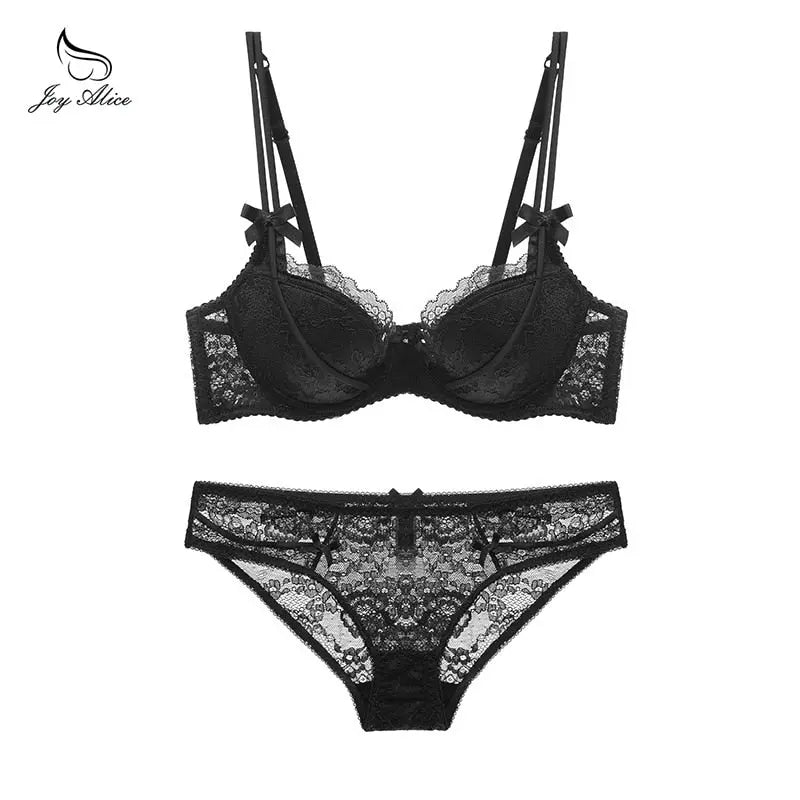 Femal Intimates Lingerie Set Gather Adjustable Underwear Women Lace Bra Set Push Up Bra And Panty ABC Cup Bra Briefs eprolo