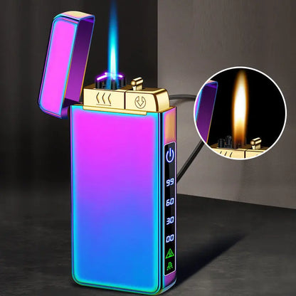 Gas electric triple fire metal windproof inflatable charging lighter personalized and creative trendy gift for boyfriend eprolo