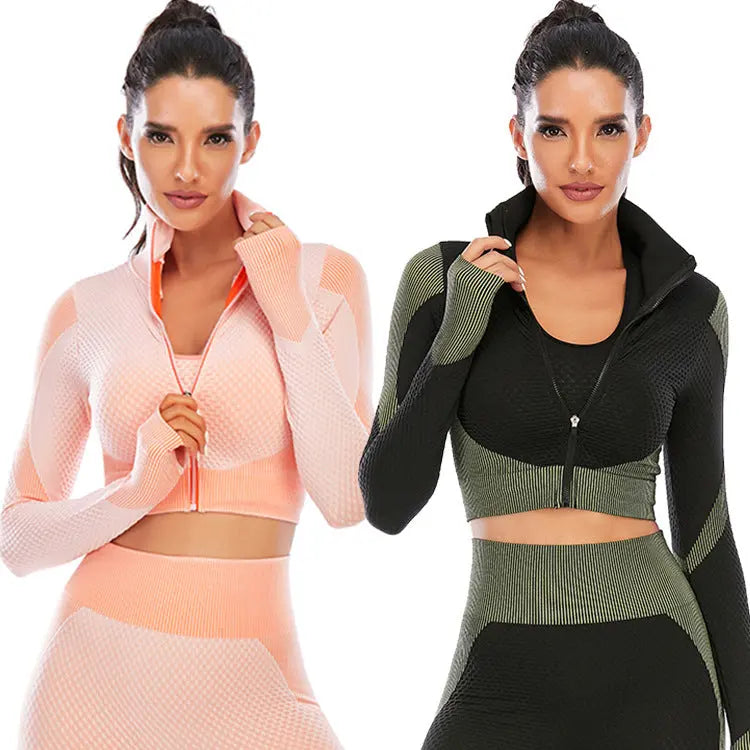 Two Piece Seamless Yoga Clothing Suit Women's Yoga Clothing Knitted Hip Lifting Stretch Running Sports Fitness Clothing eprolo