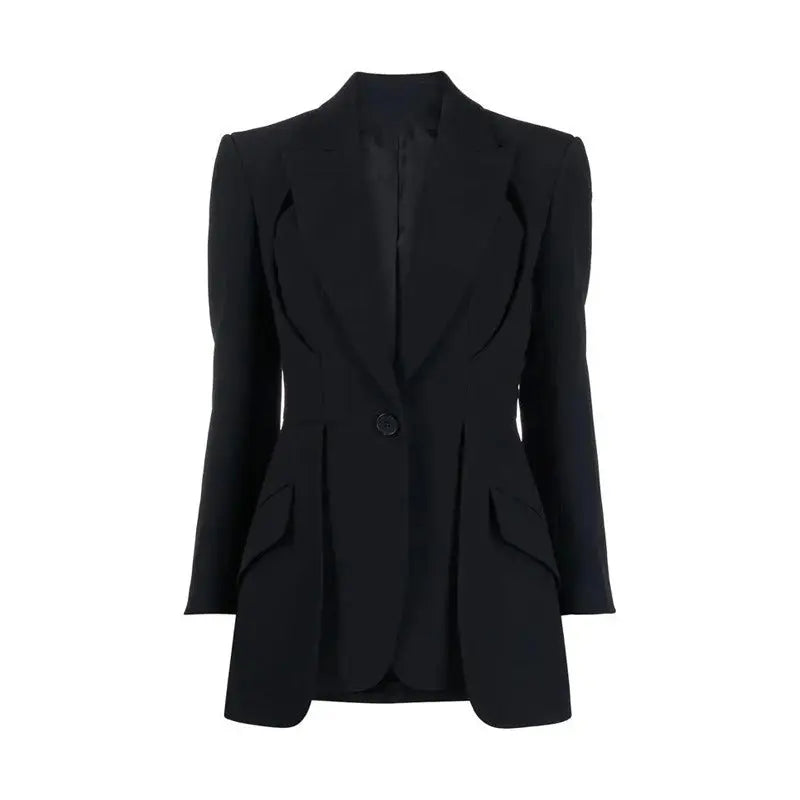 Design solid color suit with hollow out irregular suit jacket for women eprolo