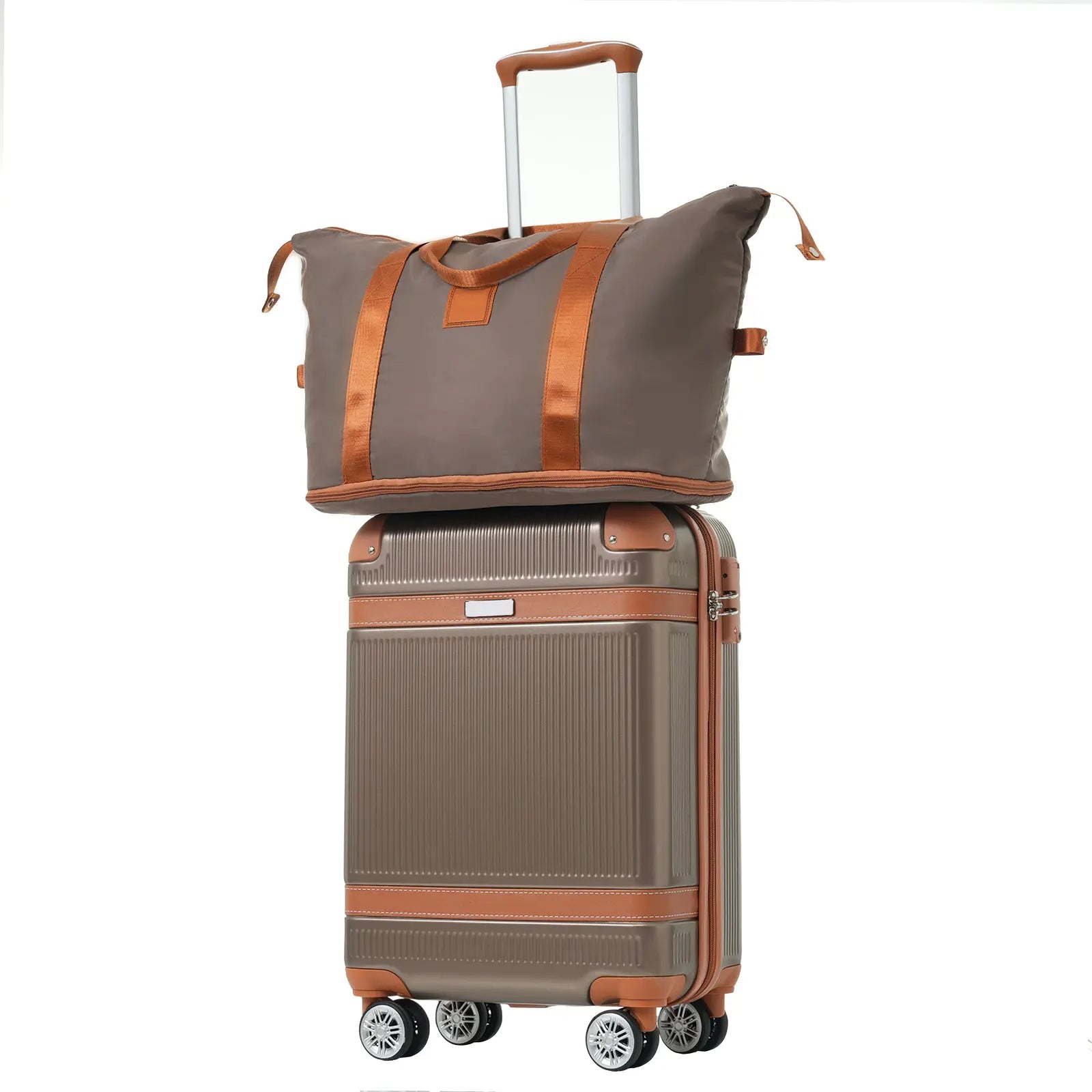 Hardshell Luggage Sets 3 Piece Carry-on Suitcase Double Spinner Wheels with TSA Lock for Men Women, Coppery (20in) eprolo