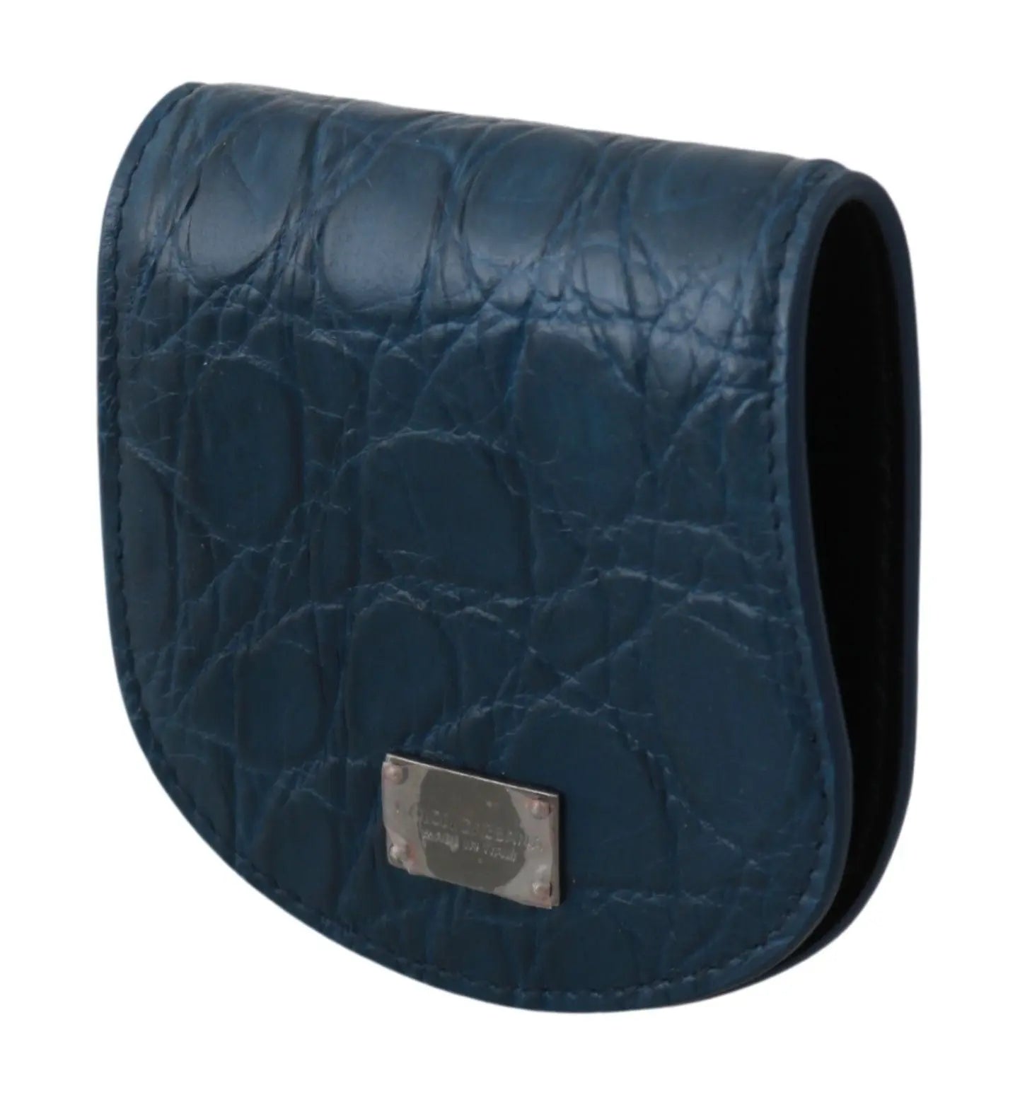 Dolce & Gabbana Sleek Blue Caimano Condom Case Wallet.