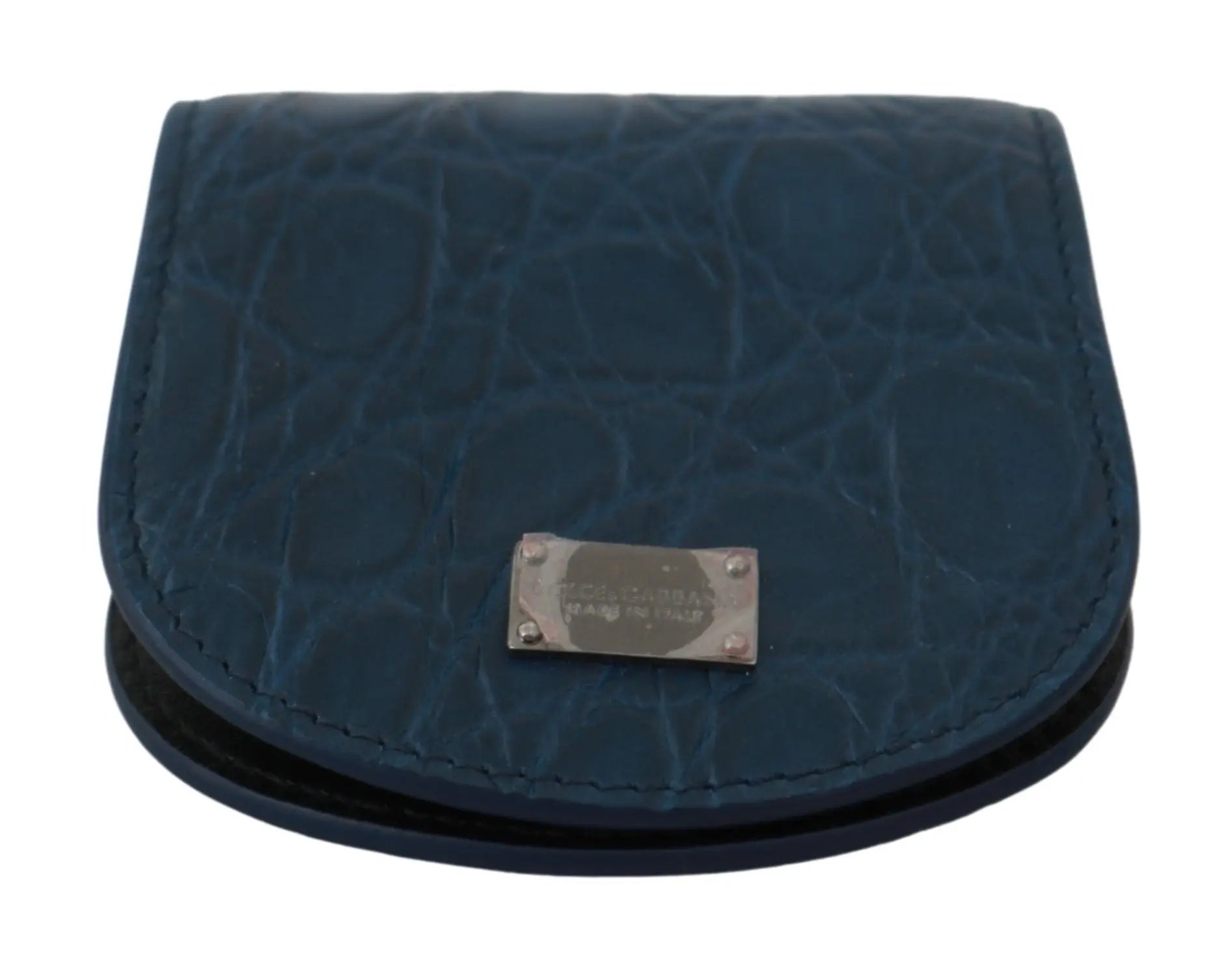 Dolce & Gabbana Sleek Blue Caimano Condom Case Wallet.