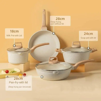 Medical stone non-stick pot soup pot stew pot frying pan wok milk pot frying pan steaming marble granite pot set eprolo