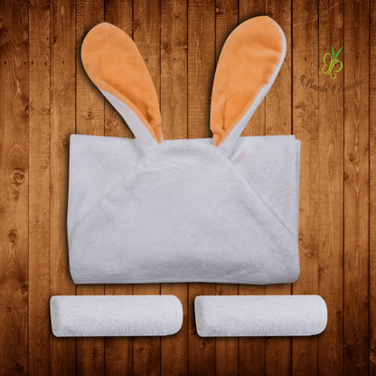 Amber Bunny Hooded Towel & 2 Washcloths Red Nyx