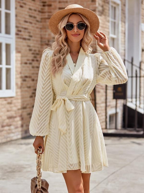 Long sleeve wrap front dress - My Store Women's Clothing 