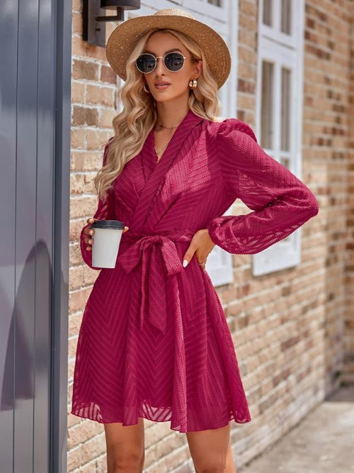 Long sleeve wrap front dress - My Store Women's Clothing 