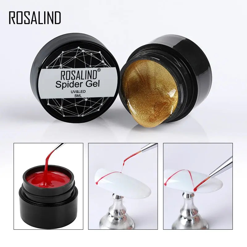 ROSALIND Gel Spider Line For Nails Art Gel Polish UV Colors Painting Gel Nail Polish Spider Gel Lacquer Web Stickers Gel Polish eprolo