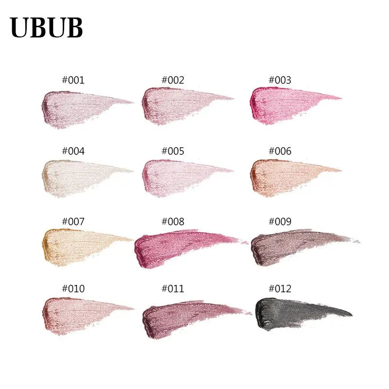 UBUB 12 Colors Glitter Metallic Lip Gloss Matte Waterproof Lip Stick Moisturizing Liquid Lipstick Makeup Cosmetic eprolo