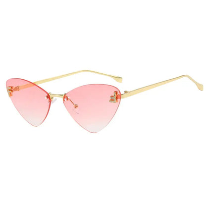 Advanced frameless triangle cat eye women's letter F sunglasses, sunscreen sunglasses, trendy casual sunglasses eprolo