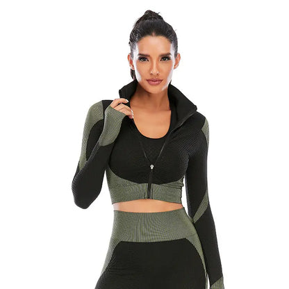 Two Piece Seamless Yoga Clothing Suit Women's Yoga Clothing Knitted Hip Lifting Stretch Running Sports Fitness Clothing eprolo