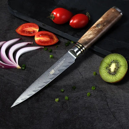 Damascus Shadow Wood Fruit Saury Bone Pattern Sharp Universal Knife Exquisite 5 Inch Paring Knife eprolo