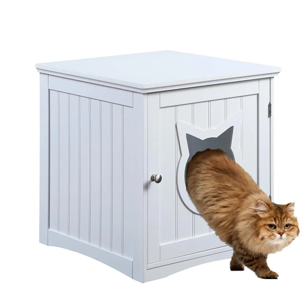 Cat House Side Table, Nightstand Pet House, Litter Box Enclosure Turquoise Cronus