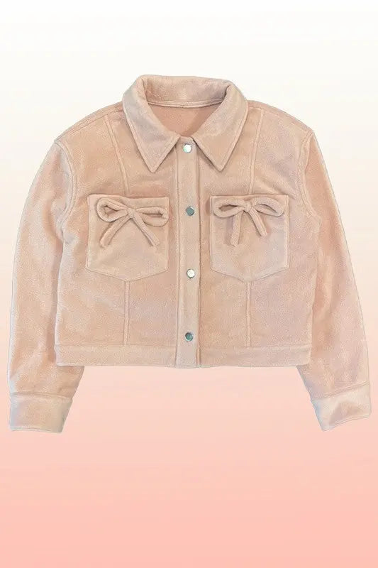 Fleece bow jacket Coral Vanilla