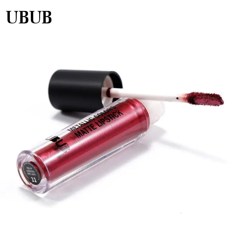 UBUB 12 Colors Glitter Metallic Lip Gloss Matte Waterproof Lip Stick Moisturizing Liquid Lipstick Makeup Cosmetic eprolo