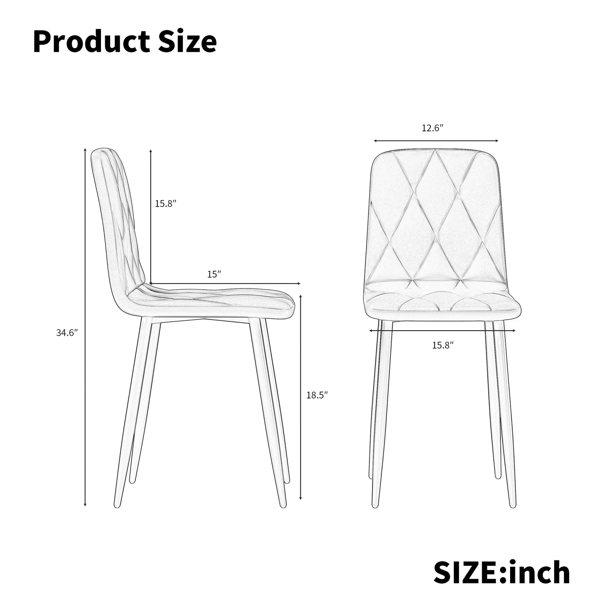 Dining Chairs Set of 4, Modern Kitchen Dining Room Chairs, Velvet Dining Chair Upholstered Cushion Seat and Sturdy Metal Legs eprolo