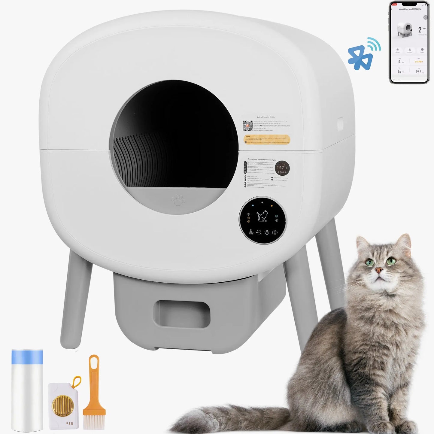 Automatic Smart Cat Litter Box, Large Capacity Self-Cleaning Litter Box with Infrared/Gravity/Ambient Light Function(Model B) eprolo