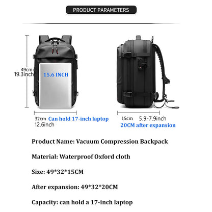 Expandable Waterproof Travel Backpacks Men Business Laptop Backpack With Valve Vacuum Compression Backpack eprolo