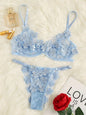 Funny Underwear Set Women's Sexy Sweet Mesh Embroidery Flower Decal eprolo