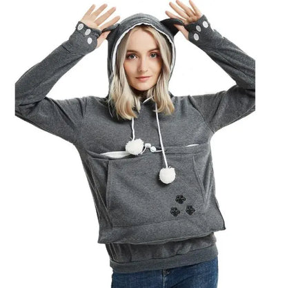 Pet Pouch Sweatshirt Cat Lovers Hoodie Kangaroo Dog Paw Pullovers Pocket Animal Ear Hooded eprolo