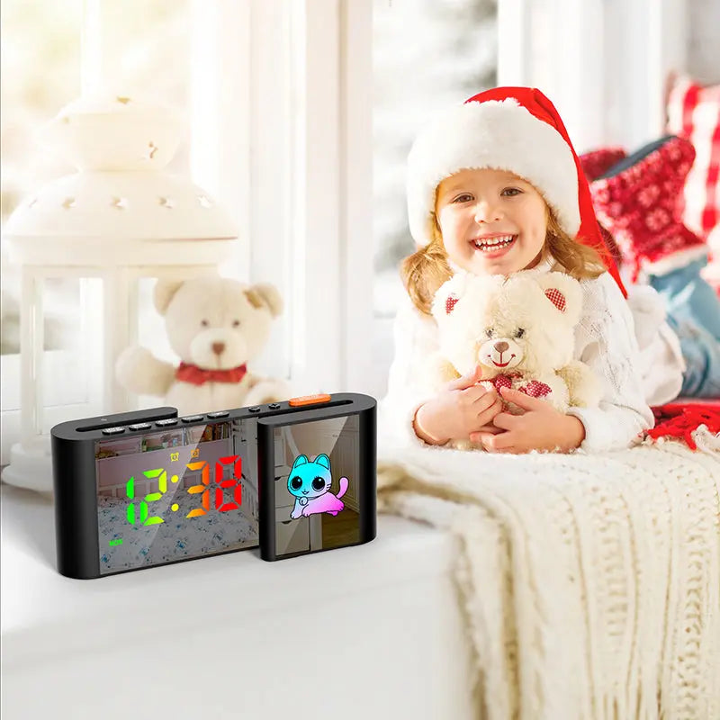 Creative S-shaped Dual-Screen RGB Colorful Alarm Clock, Adorable Cartoon Night Light Electronic Clock eprolo