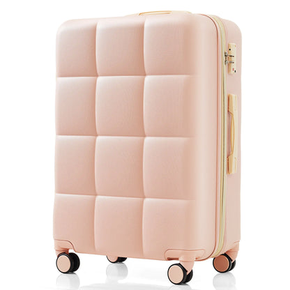 3-piece luggage set, 20 inches, ABS hard shell luggage with USB port and cup holder rotating wheel, pink color eprolo