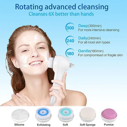 3 In 1 Electric Facial Cleaner Sonic Vibration Facial Brush Machine Waterproof Facial Cleansing Brush eprolo