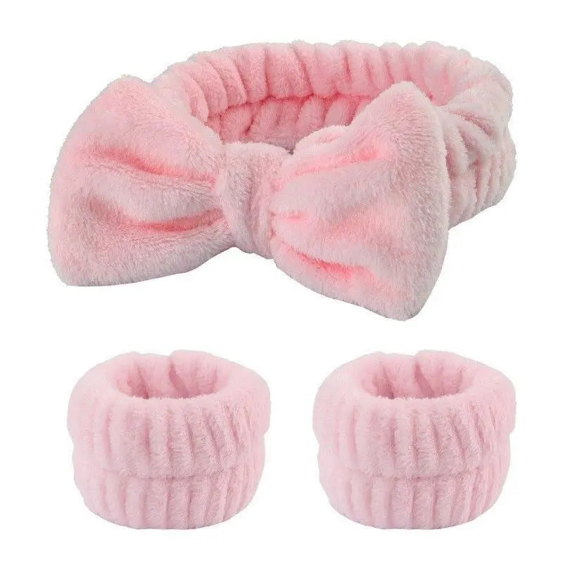 Wash face headband waterproof wrist strap set butterfly bow simple headband wrist 3-piece set eprolo