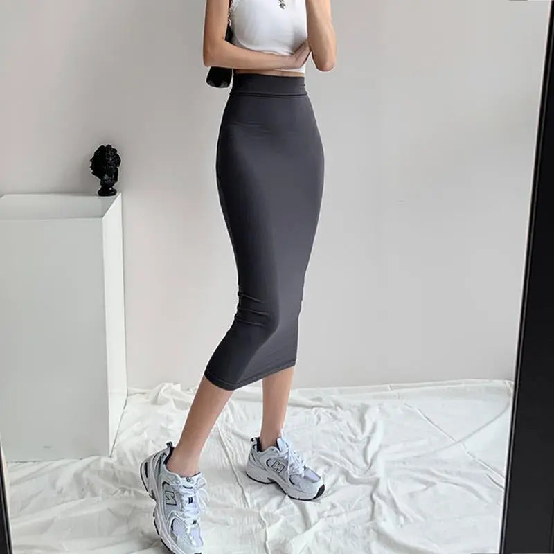 Straight tube skirt comfortable elastic slim fit women's hip hugging skirt mid length skirt eprolo