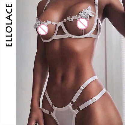 Ellolace Sexy Lingerie Women's Underwear Set See Through Brassiere Lingerie Set Sexy Lace Underwear Bra and Panty Set Wholesale eprolo