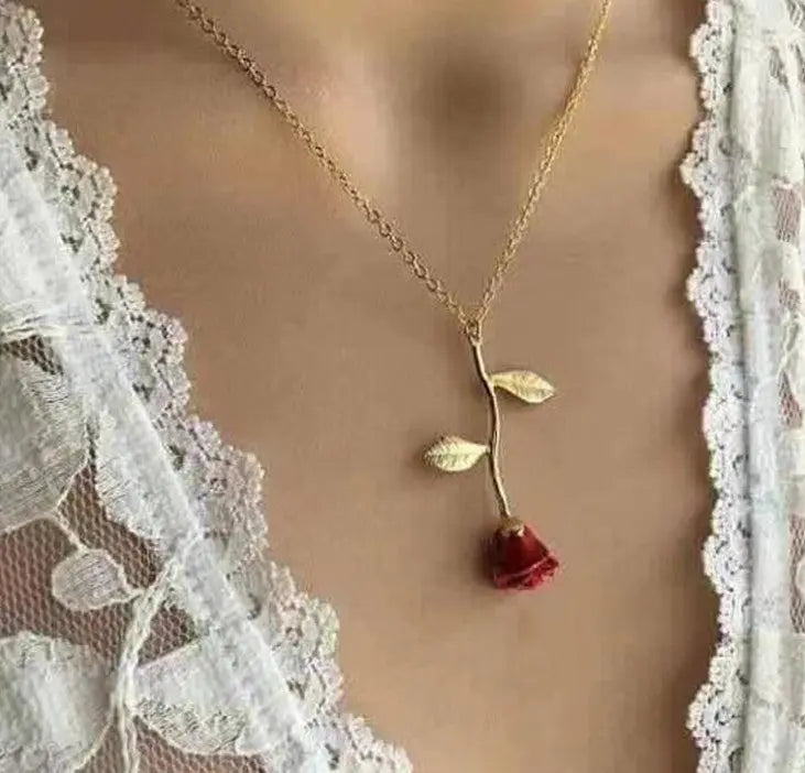 Creative red rose pendant necklace for girlfriend Valentine's Day gift eprolo