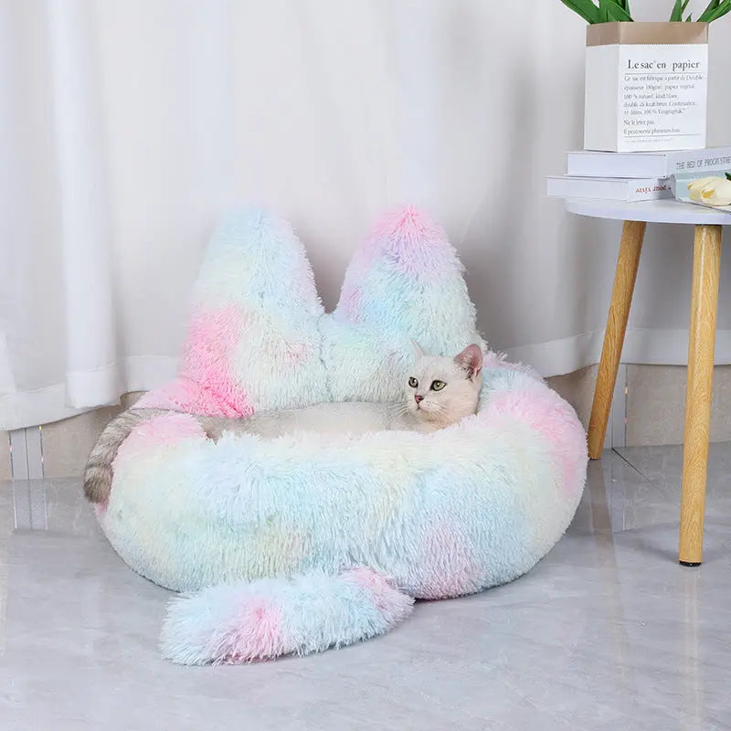 Round Cat House All Season Long Plush Pet House Cat House Warm Pet Supplies Dog Bed Pet Bed Pet Mat eprolo