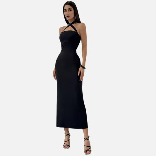 European and American French slim fit backless sleeveless long dress for women eprolo