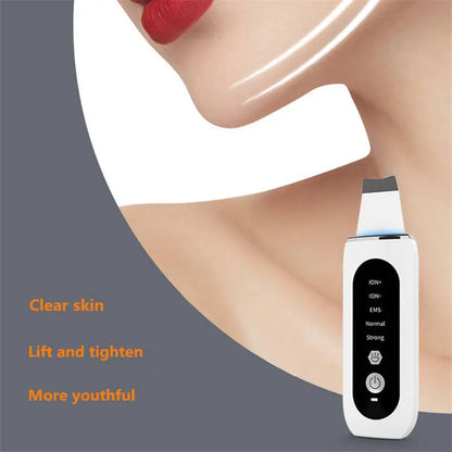 Facial Lift Deep Face Cleaning Red Blue Light Electric Dead Ultrasonic Face Sonic Skin Scrubber Spatula eprolo