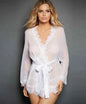 Plus Size Trim Robe Luxury Nightdress Lace Kimono Sleepwear Sexy Mesh perspective Lingerie Seductive Erotic Underwear eprolo