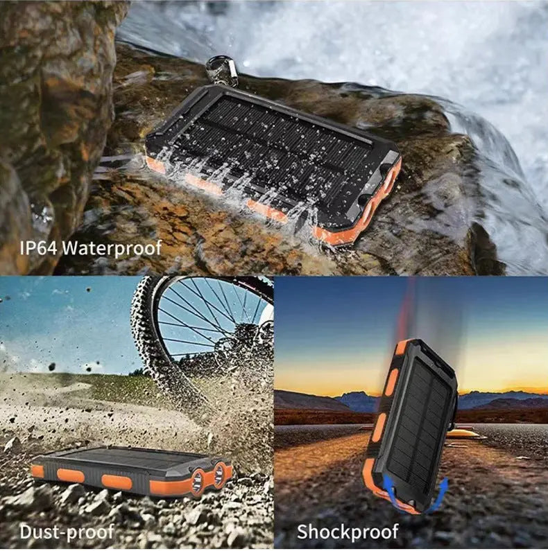 Strong waterproof solar power bank 20000mah compass solar mobile power bank eprolo