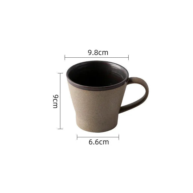 Coarse pottery coffee cup and plate set creative handmade retro coffee cup artistic cup plate milk cup eprolo