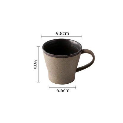 Coarse pottery coffee cup and plate set creative handmade retro coffee cup artistic cup plate milk cup eprolo