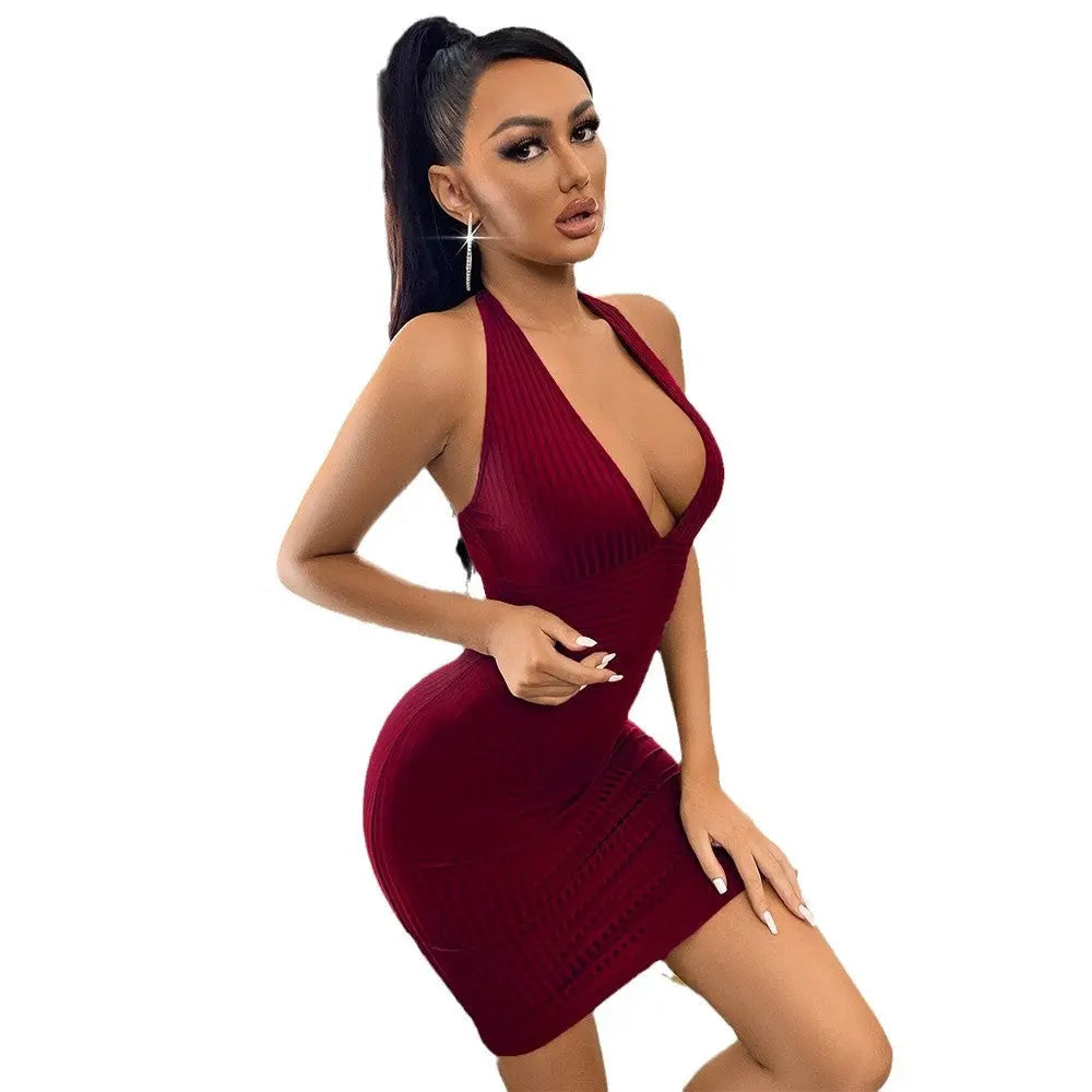 Sexy V-neck waist bag hip dress with slim fit temperament spicy women's clothing eprolo