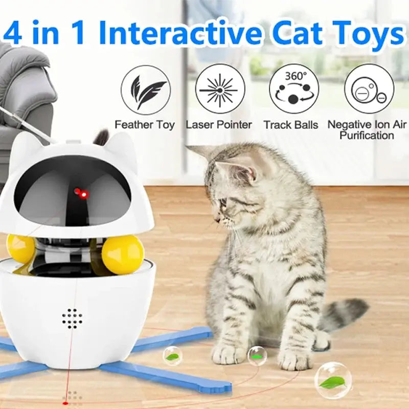 Chasing Exercising Laser Toy USB Rechargeable 4-in-1 Cat Toys Indoor Electric Interactive Toys with Ball  Pet cat Teasing cats eprolo